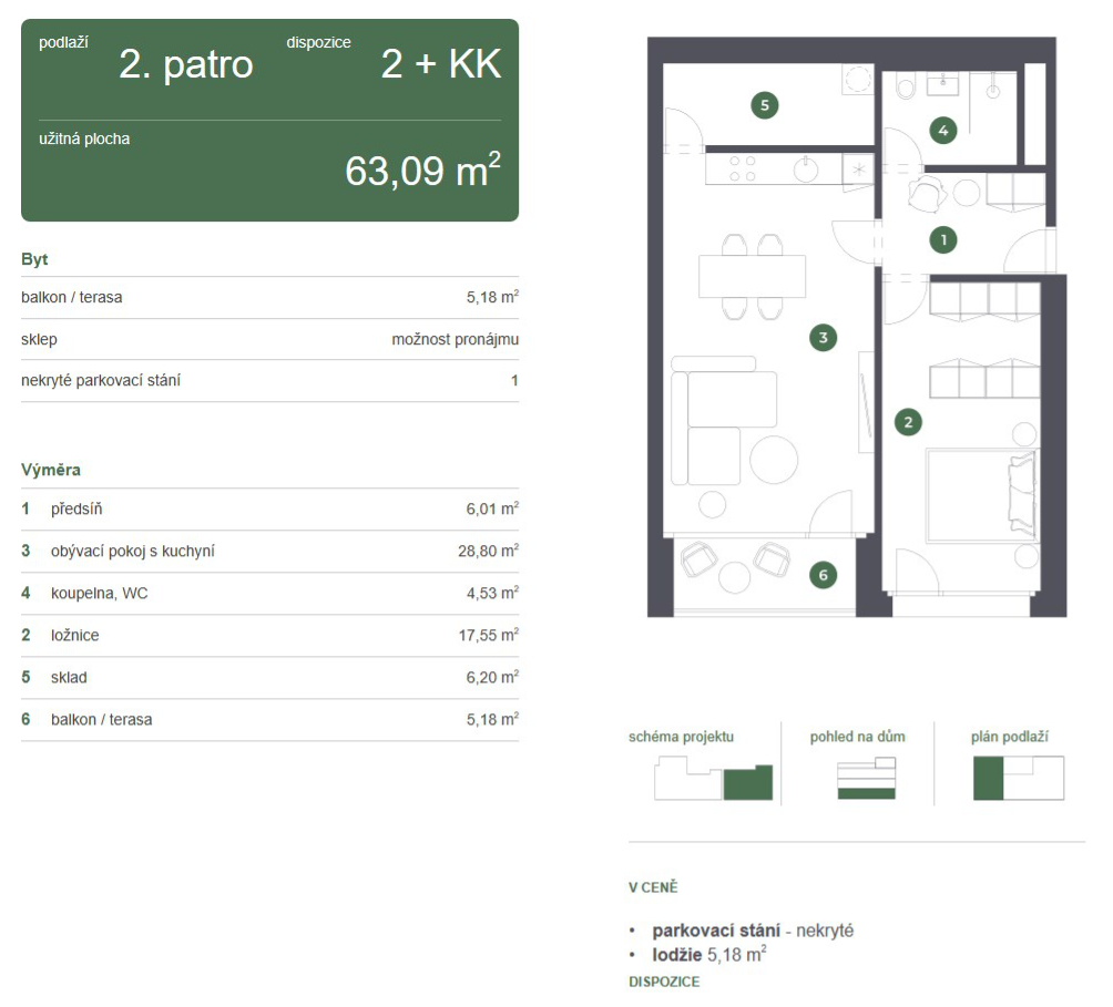 Prodej bytu 2+KK Zlín, Rezidence Sadová - 5